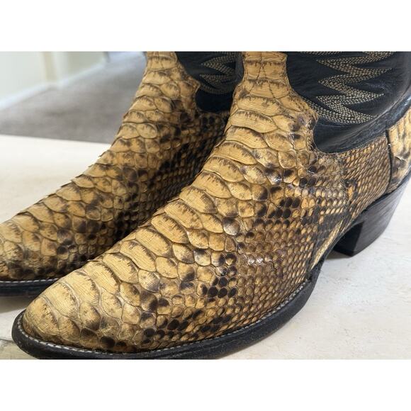 Cowtown Python Snakeskin Cowboy Boots | Black Leather Shaft | Men’s 10 D | USA - Picture 7 of 11